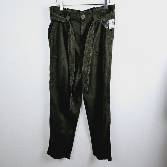 Maurices Military Green High Rise Paperbag Waist Pants NWT - Picture 1 of 9